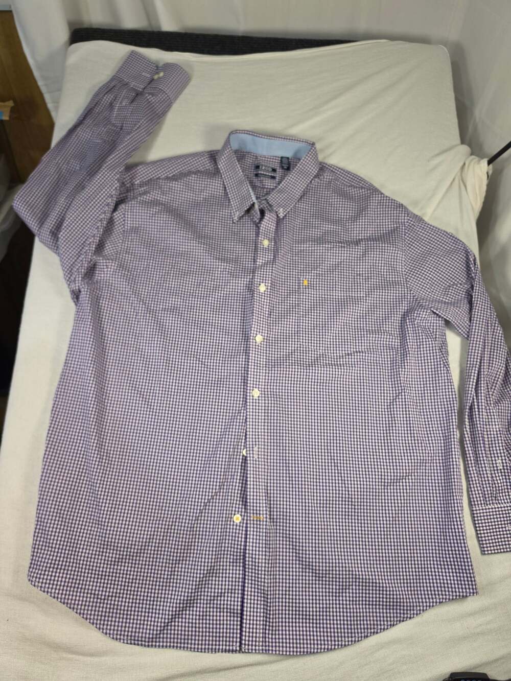 IZOD Non-Iron Stretch Shirt Men's XXL Purple Gingham